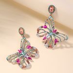 Cercei argintii, forma de fluture, cu pietre multicolore, Cara C9 fotografia produsului View 3 S