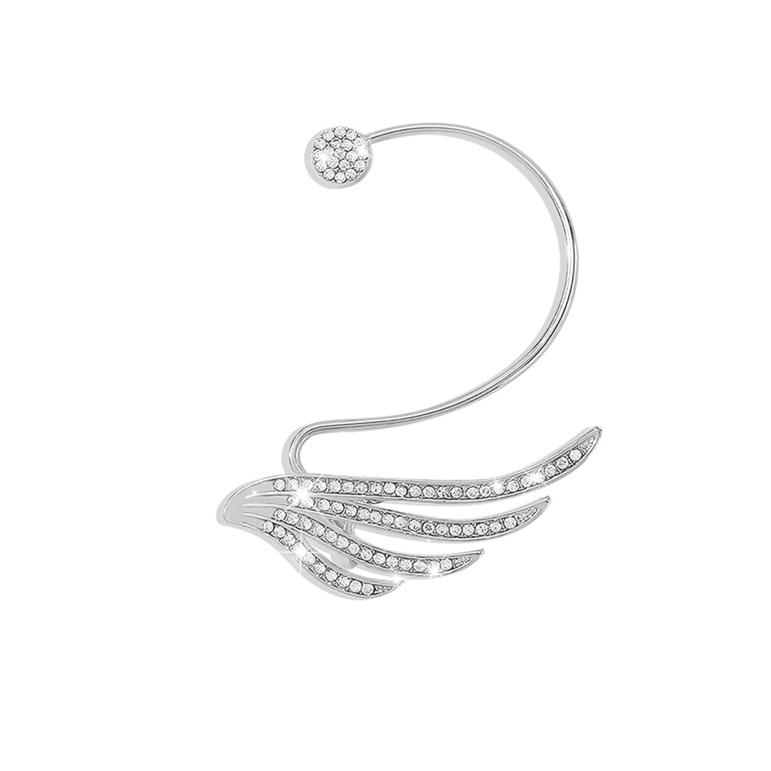 Cercel ear cuff, argintiu, cu pietre si aripi, Caitlin C4 fotografia produsului