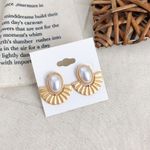 Cercei aurii, cu clips, forma de evantai, cu perla, Eleanore C3 fotografia produsului