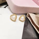 Cercei aurii, cu clips, forma de inima, cu perle, Elander C3 fotografia produsului