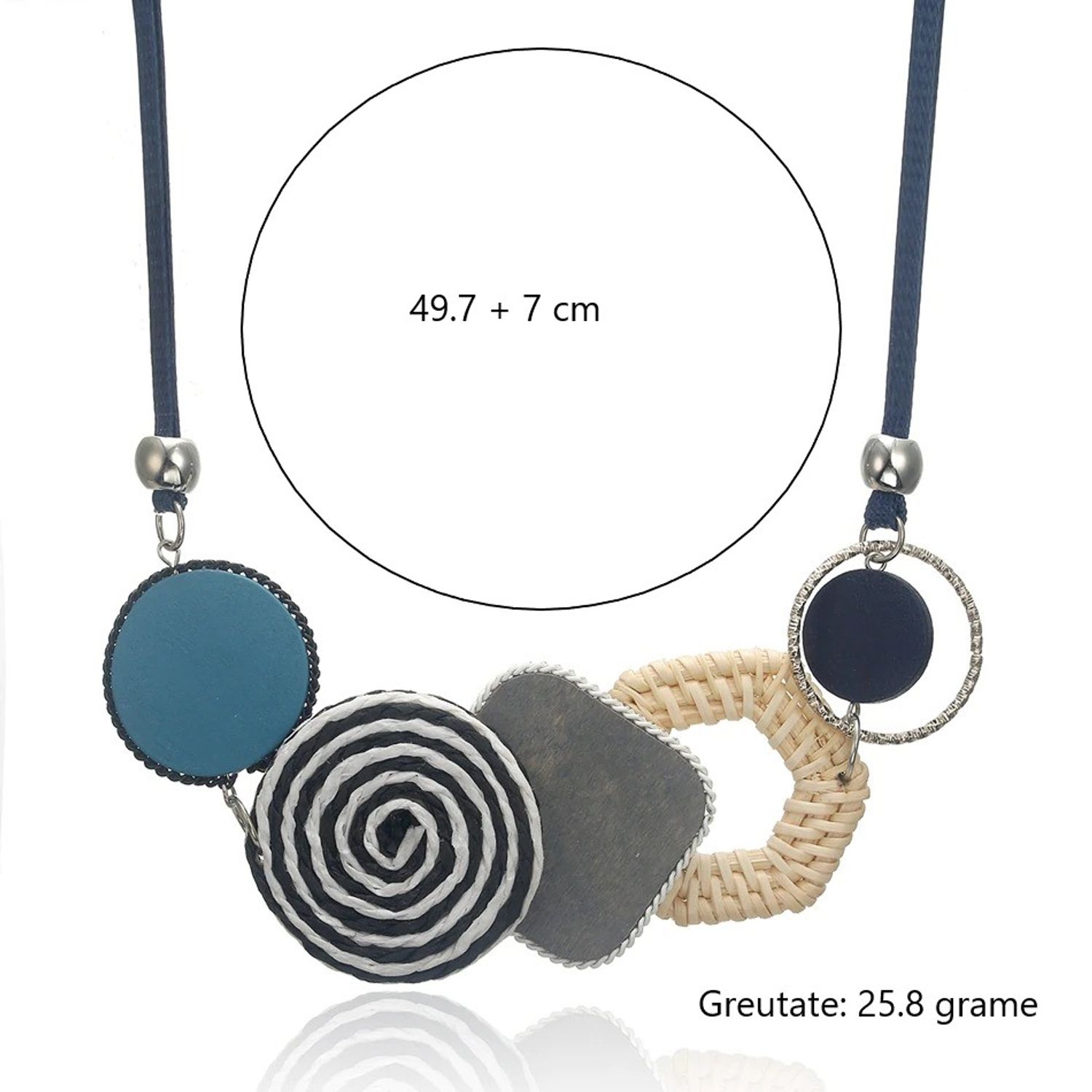 Colier albastru, cu piese geometrice, Annabell C10 fotografia produsului View 2 L