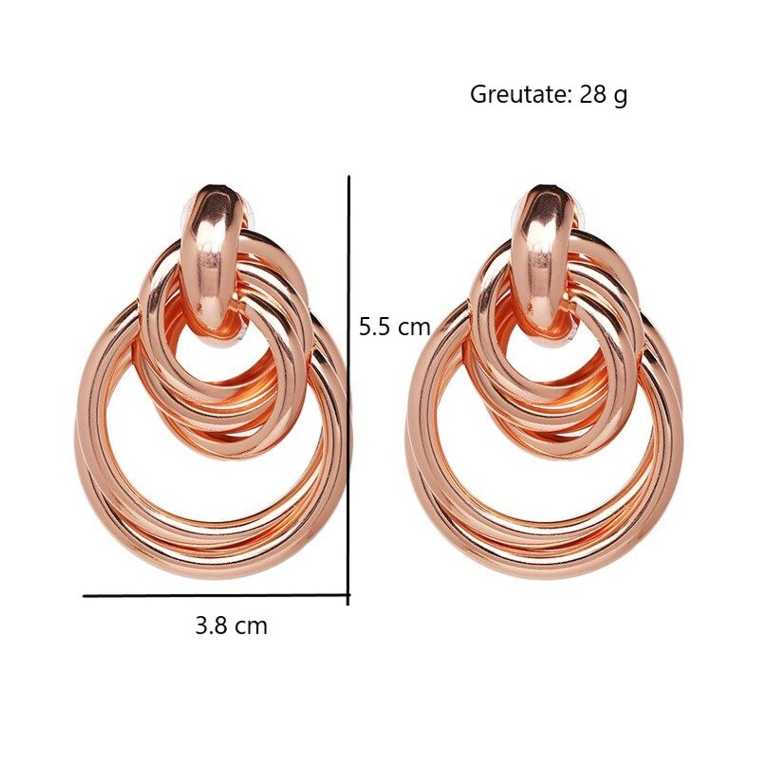 Cercei rose gold, rotunzi, Franja C8 fotografia produsului View 3 L
