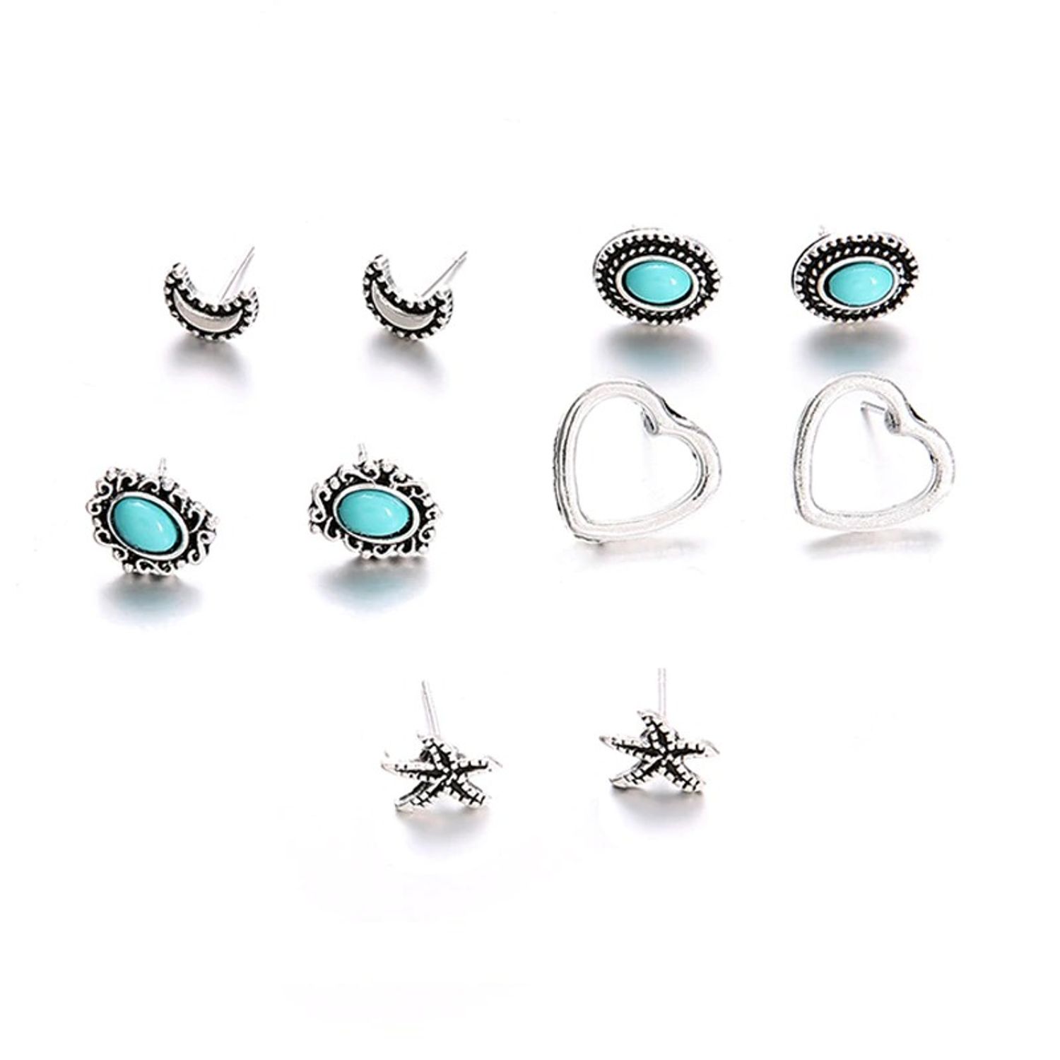 Set cercei argintii, cu pietre turquoise, Jonita C20 fotografia produsului View 2 L