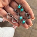 Set cercei argintii, cu pietre turquoise, Jonita C20 fotografia produsului