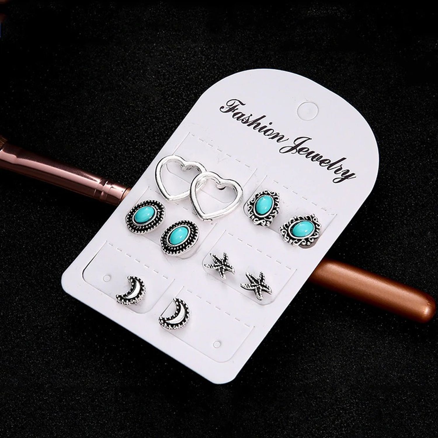 Set cercei argintii, cu pietre turquoise, Jonita C20 fotografia produsului View 4 L