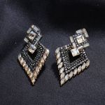 Cercei aurii, forma de romb, cu pietre, Sisell C3 fotografia produsului View 2 S