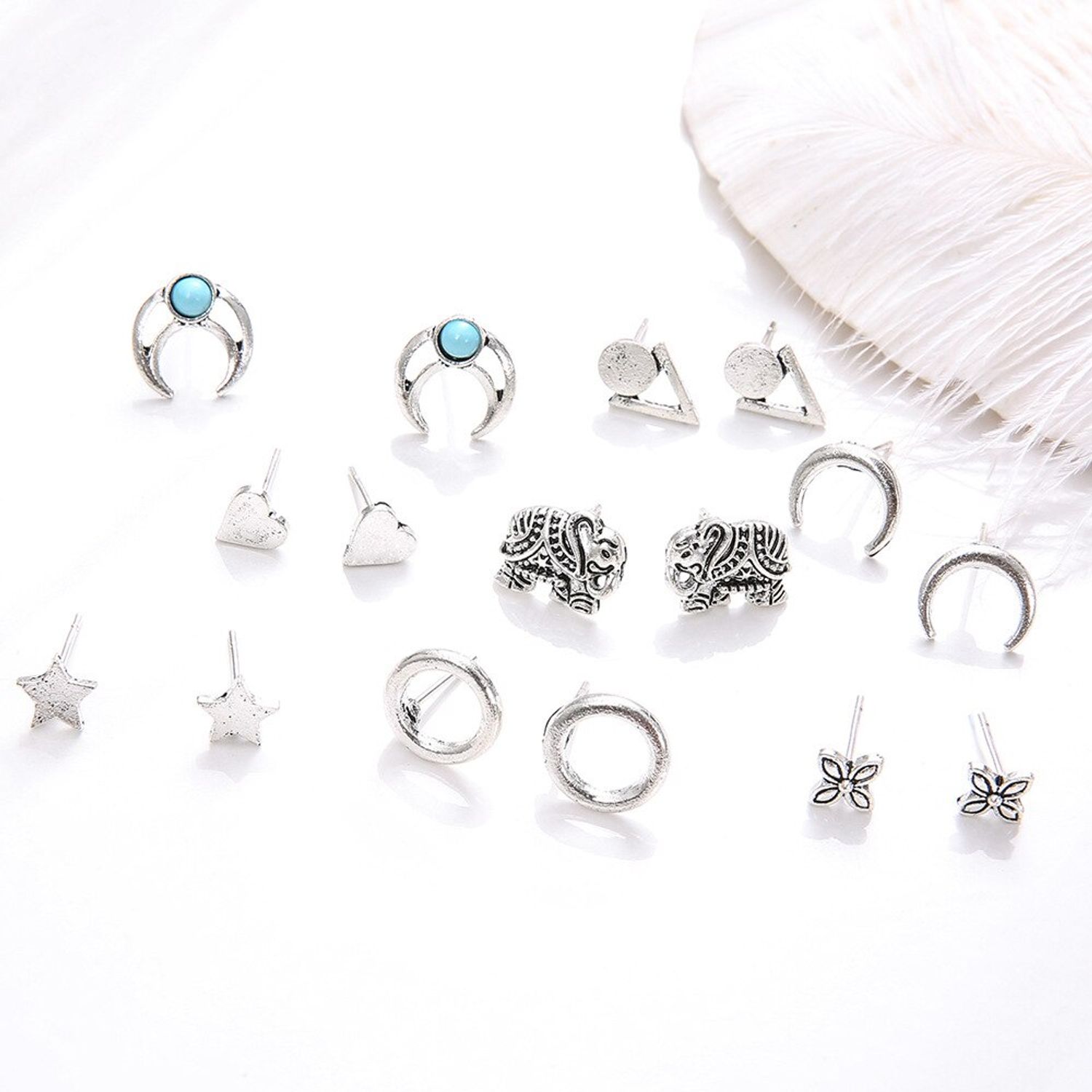 Set cercei argintii, diverse forme, Darlene C23 fotografia produsului View 3 L