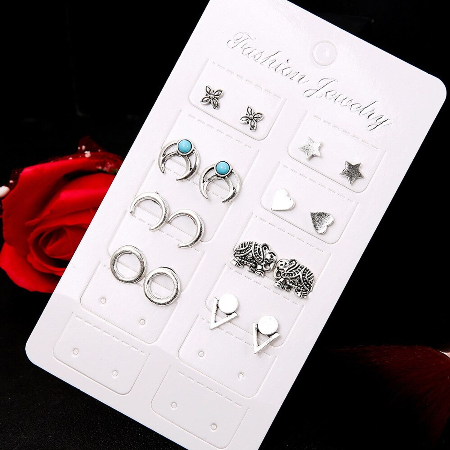 Set cercei argintii, diverse forme, Darlene C23 fotografia produsului View 4 L