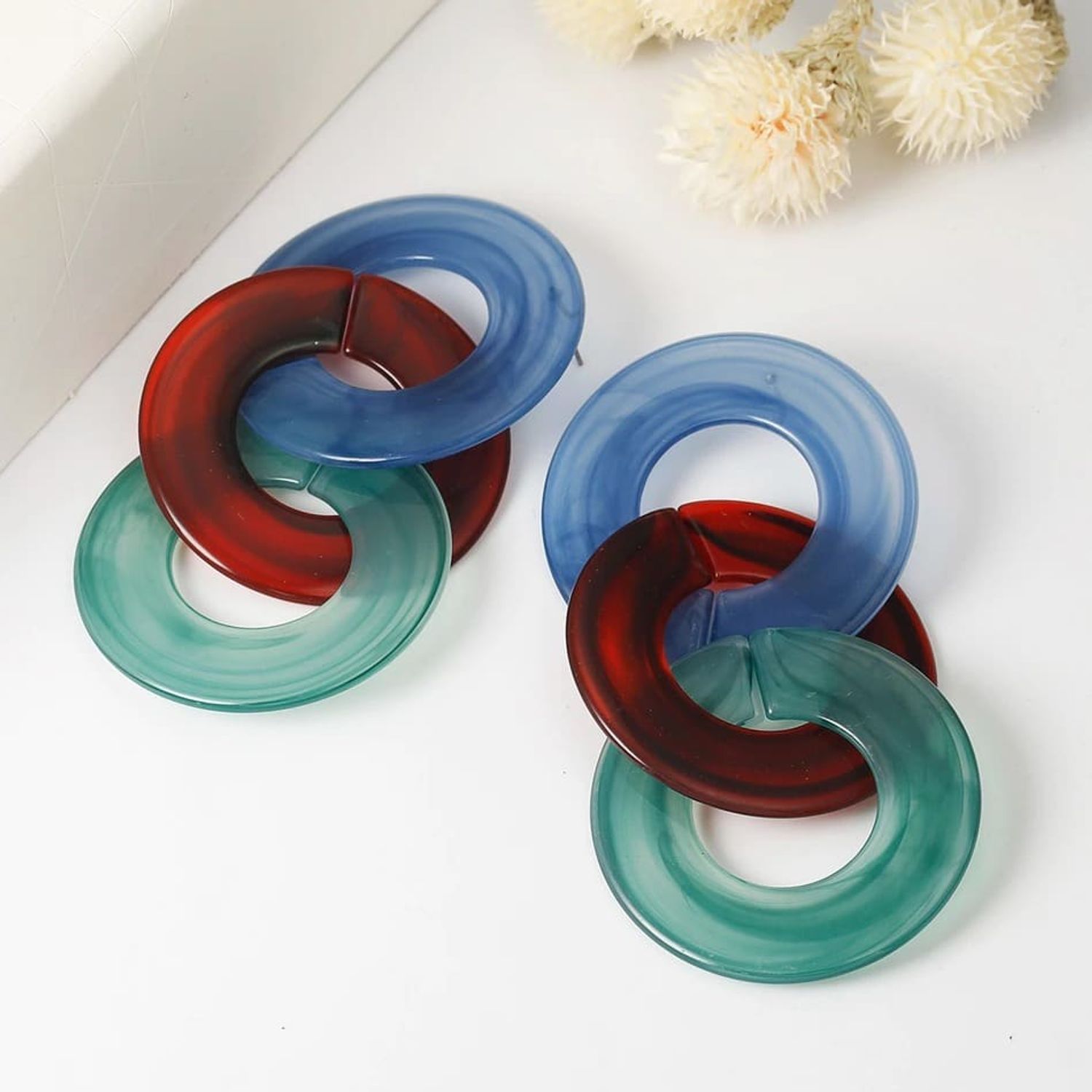 Cercei multicolori, cu cercuri imbinate, Rubina C5 fotografia produsului View 4 L