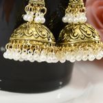 Cercei aurii, stil indian, forma de clopotel, cu perle, Solva C14 fotografia produsului View 4 S