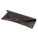 Etui/toc ochelari din piele naturala maro/vintage, Unika fotografia produsului