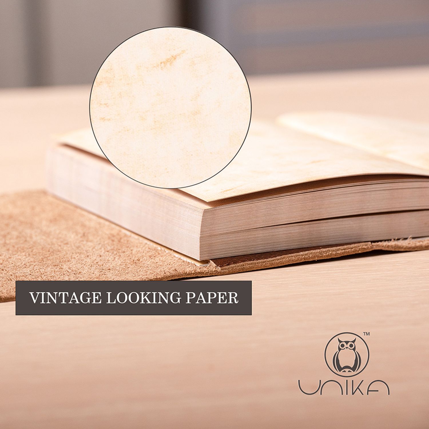 Jurnal piele naturala Vintage, Unika, maro deschis fotografia produsului View 5 L
