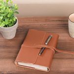 Jurnal piele naturala Vintage, Unika, maro deschis fotografia produsului View 6 S