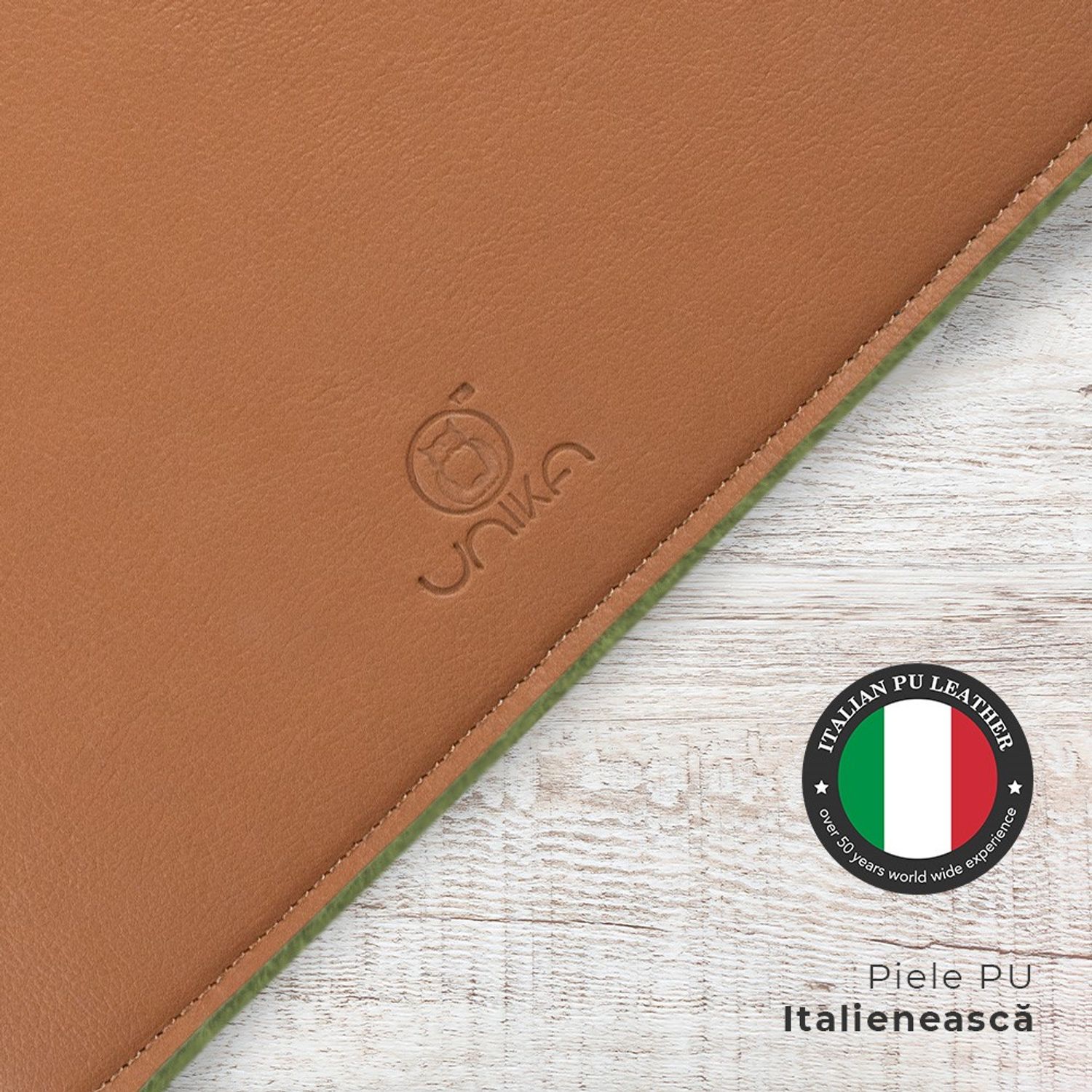 Husa laptop pentru MacBook PRO 13 inch, UNIKA, bej/verde fotografia produsului View 5 L