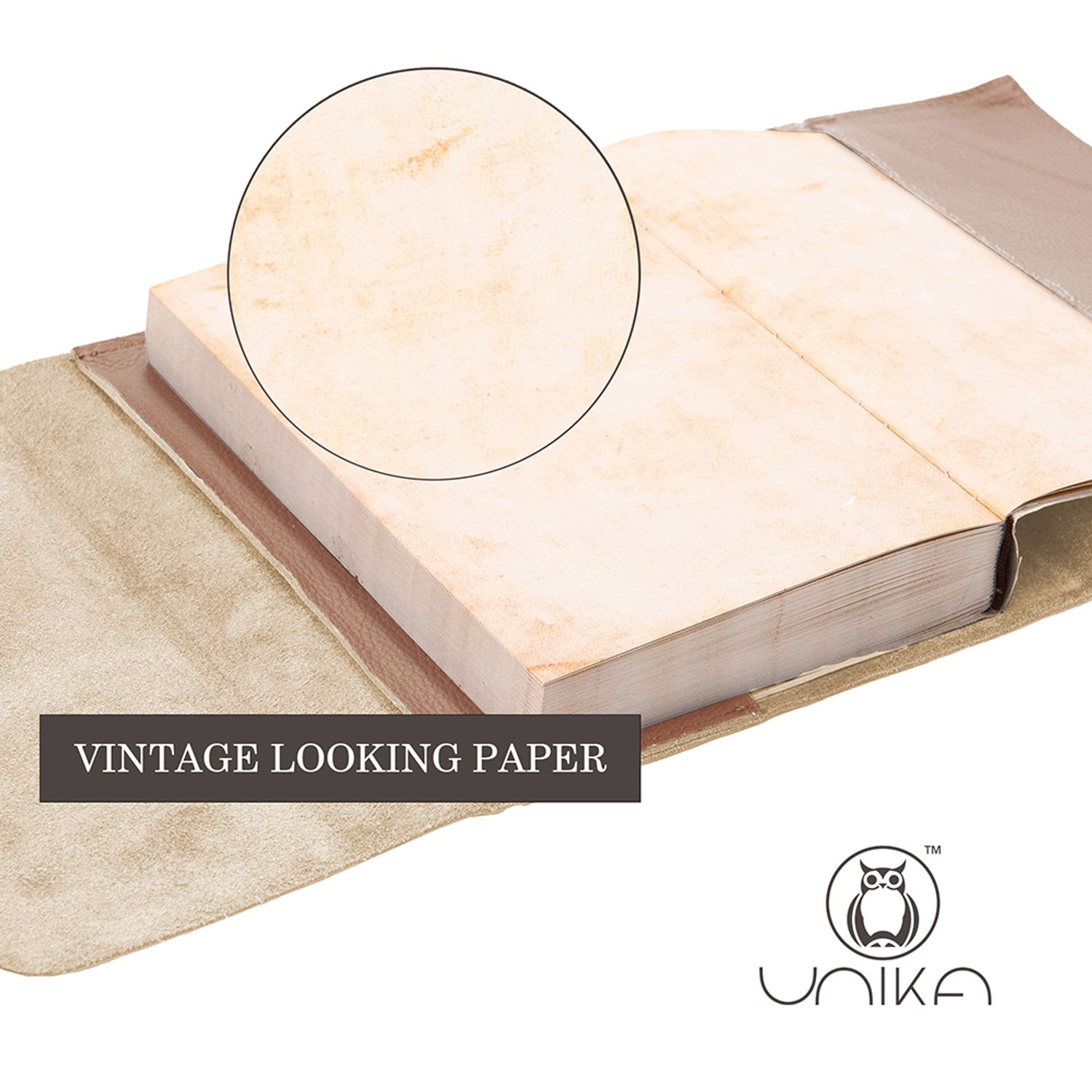 Jurnal piele naturala Vintage, Unika, nude rose fotografia produsului View 6 L