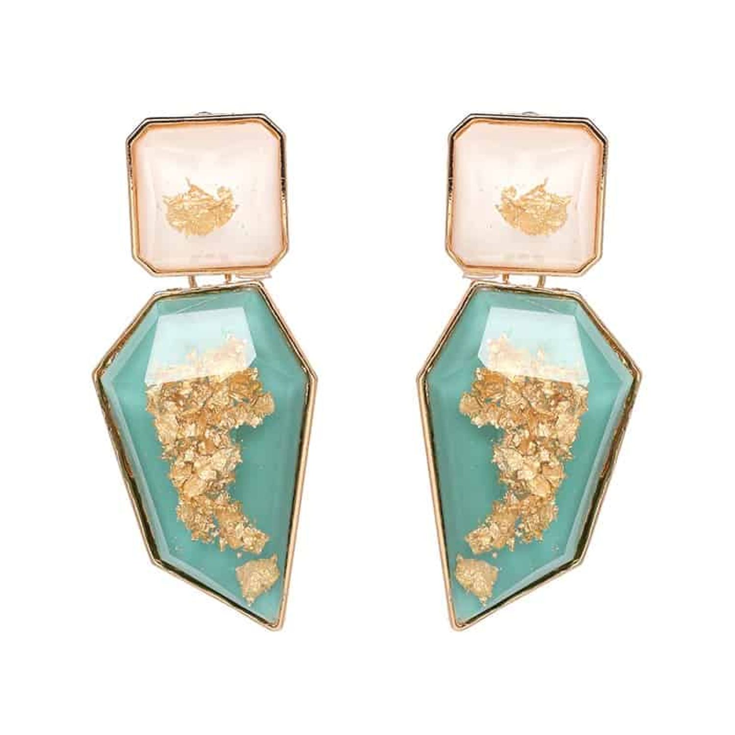 Cercei forme geometrice, turquoise, Ellsif C7 fotografia produsului