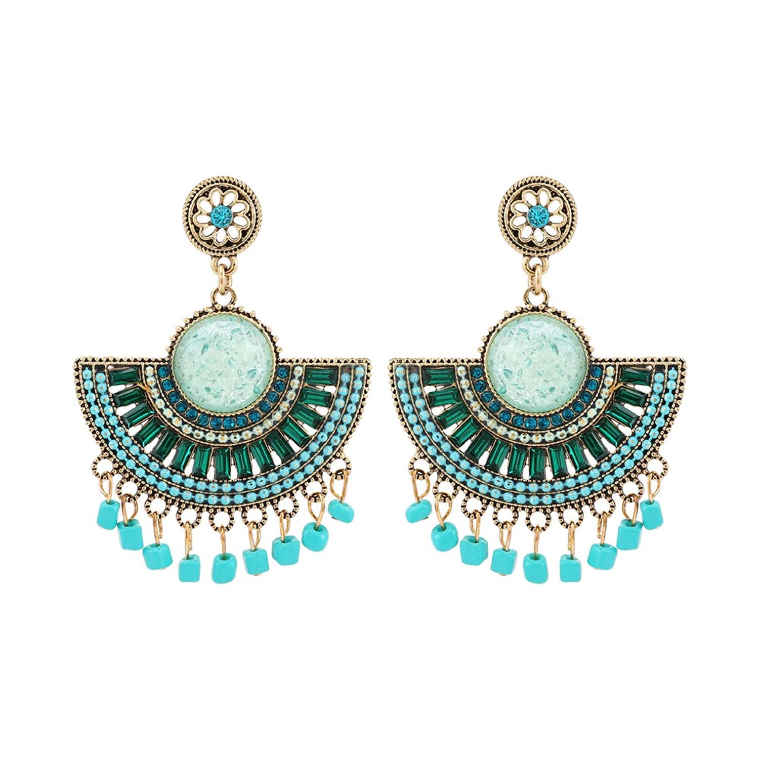 Cercei aurii, cu pietre turquoise, Sophie C6 fotografia produsului