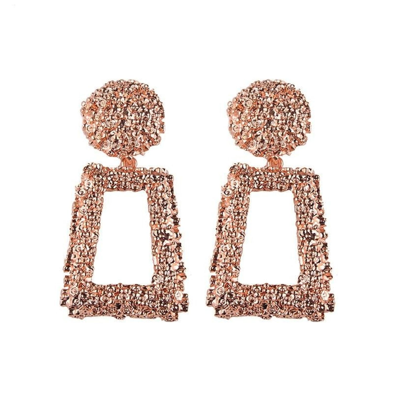 Cercei rose gold, cu textura incretita, Melisa C4 fotografia produsului