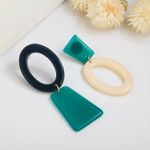 Cercei asimetrici, forme geometrice, turquoise, Maude C9 OUT fotografia produsului View 2 S