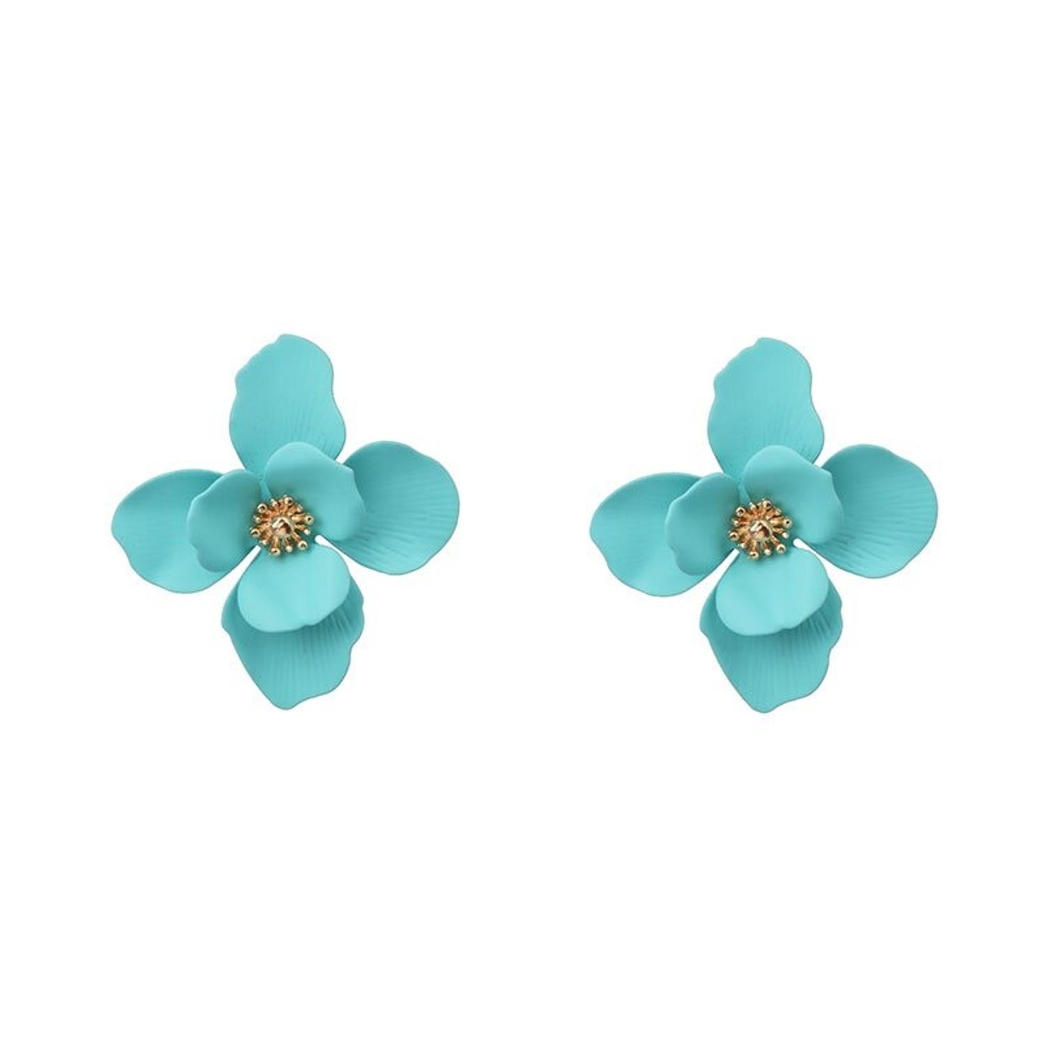 Cercei aurii, cu floare turquoise, Franciska C8 OUT fotografia produsului