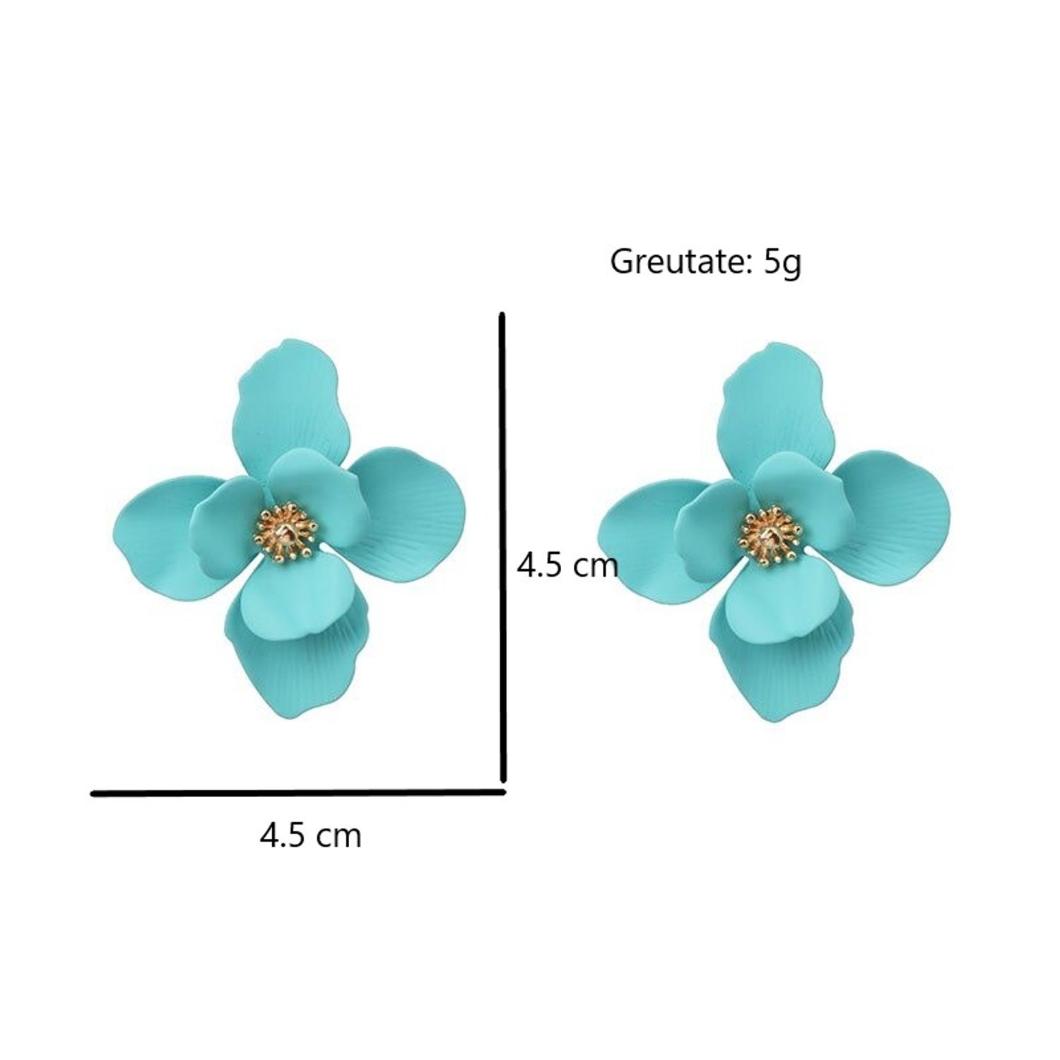 Cercei aurii, cu floare turquoise, Franciska C8 OUT fotografia produsului View 3 L