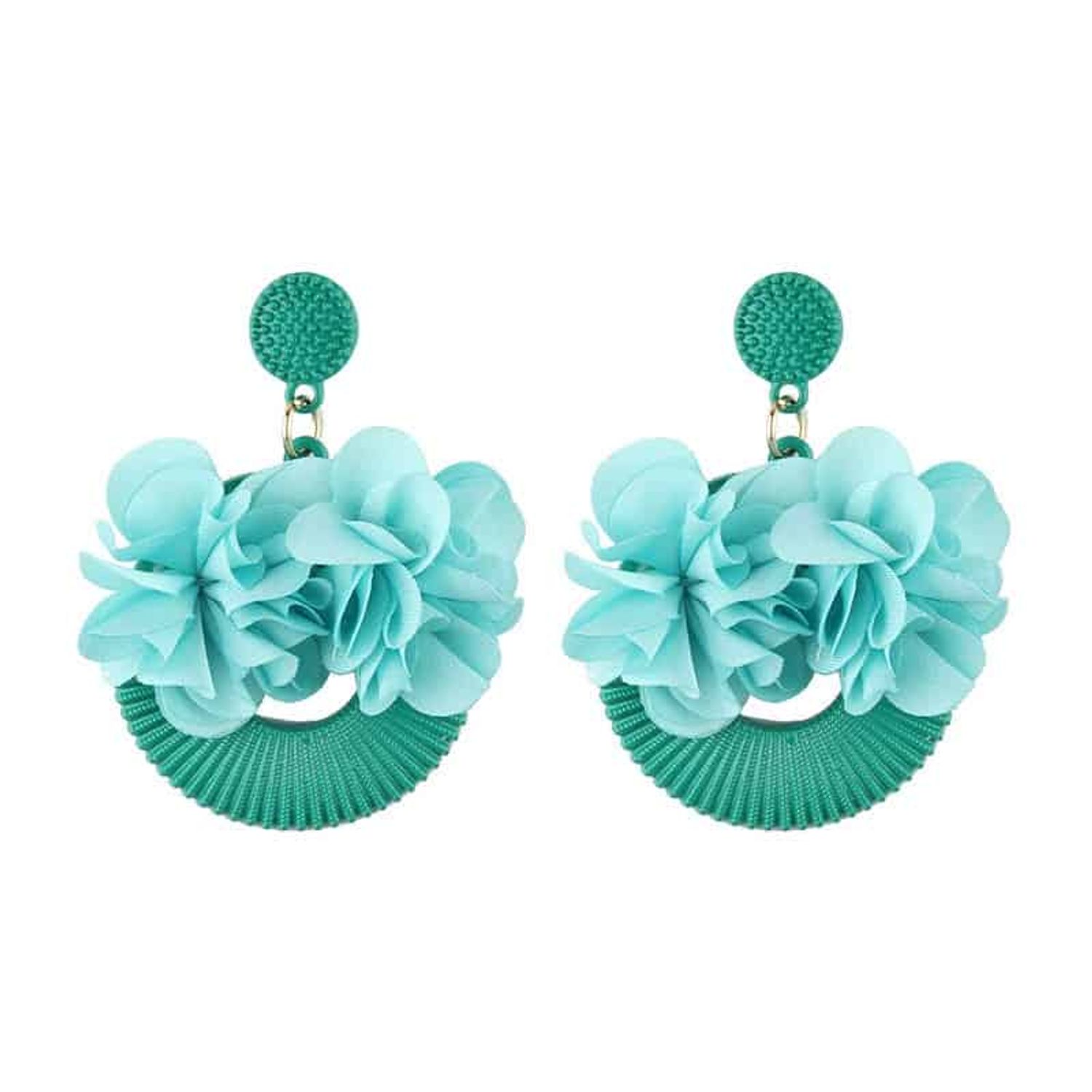 Cercei rotunzi cu floare, turquoise, Arvida C1 OUT fotografia produsului