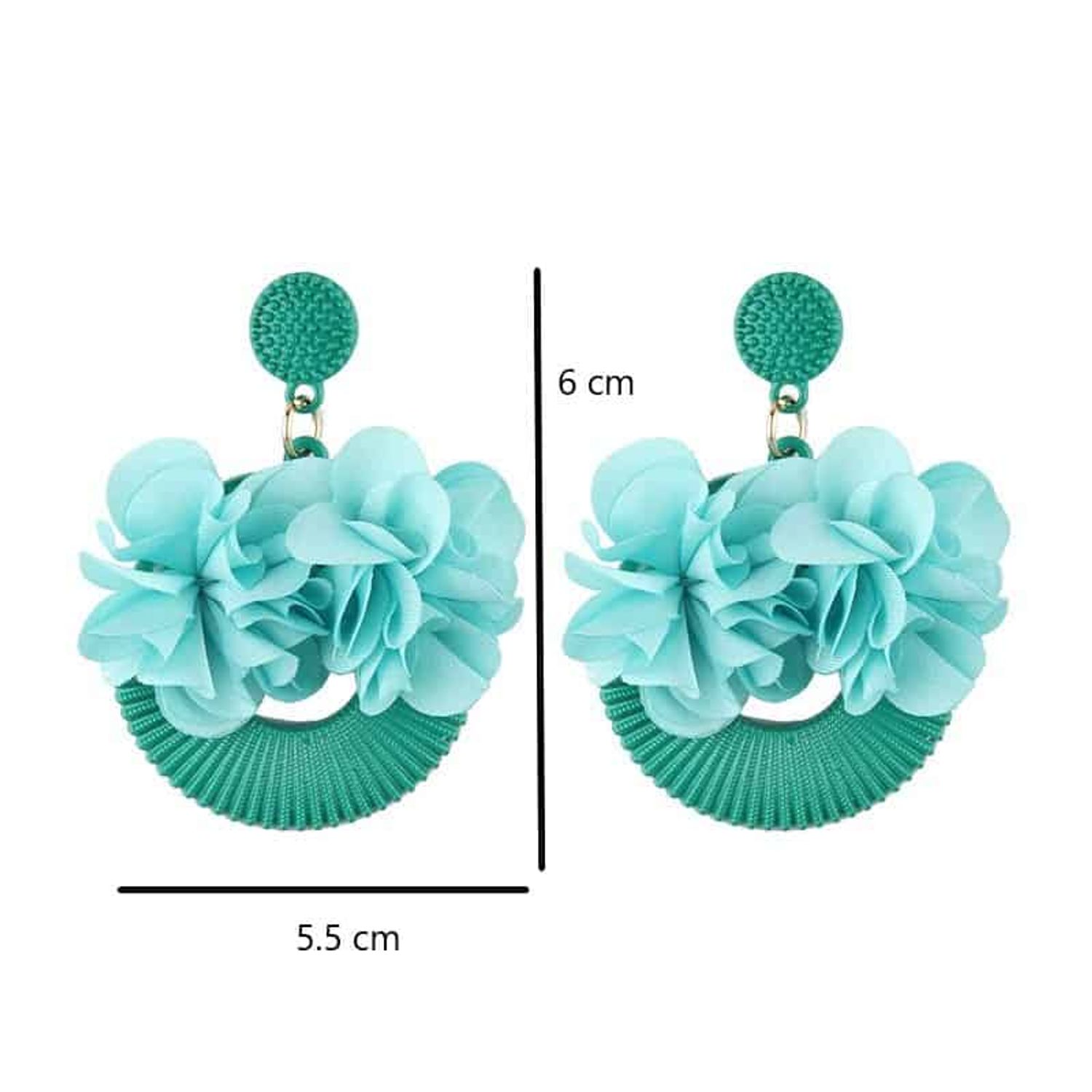 Cercei rotunzi cu floare, turquoise, Arvida C1 OUT fotografia produsului View 2 L