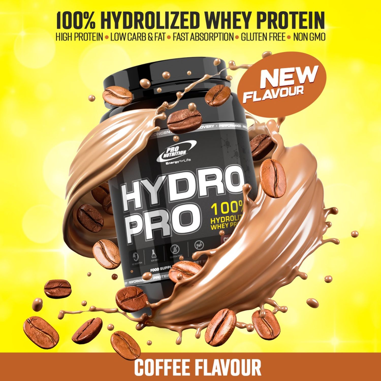 Proteine Hidrolizat din zer, Hydro Pro Cafea 900g fotografia produsului
