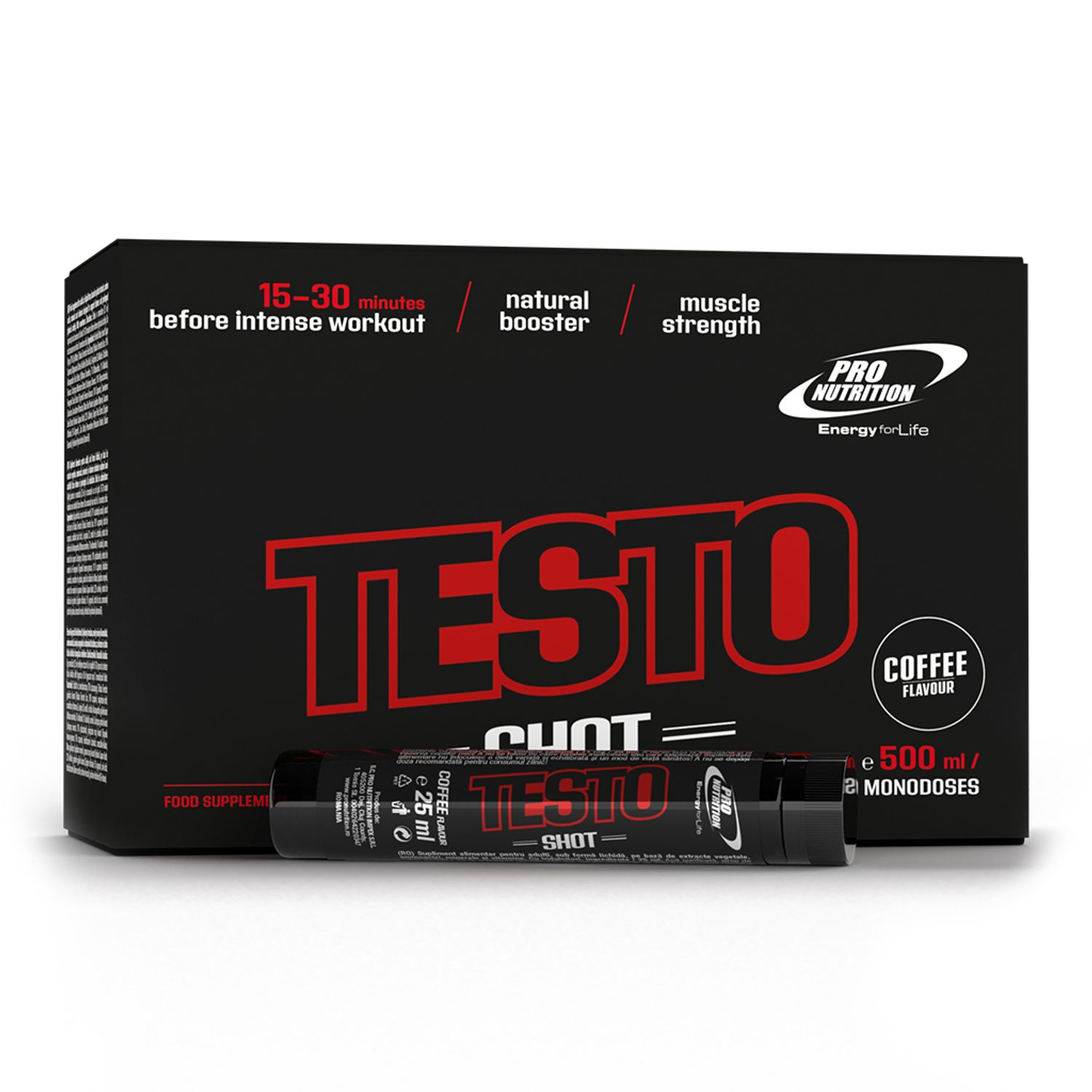Pre-workout antrenament, Testo Shot Cafea 20 monodoze x 25 ml fotografia produsului
