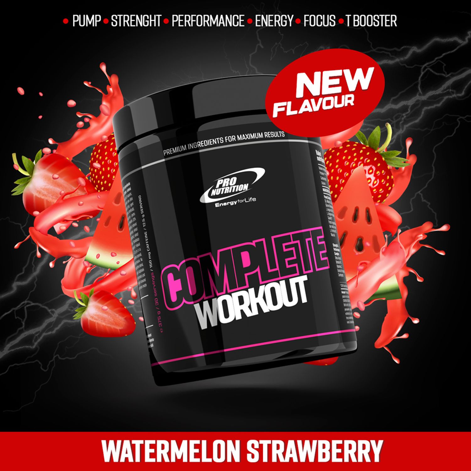 Pre-workout antrenament, Complete Workout Watermelon Strawberry 375g fotografia produsului