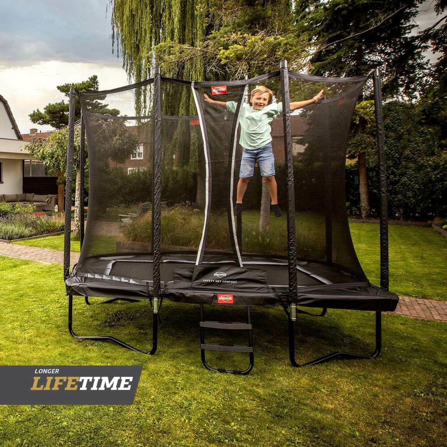 Trambulina Berg Ultim Favorit regular Gri cu plasa Comfort 280x190 fotografia produsului View 4 L