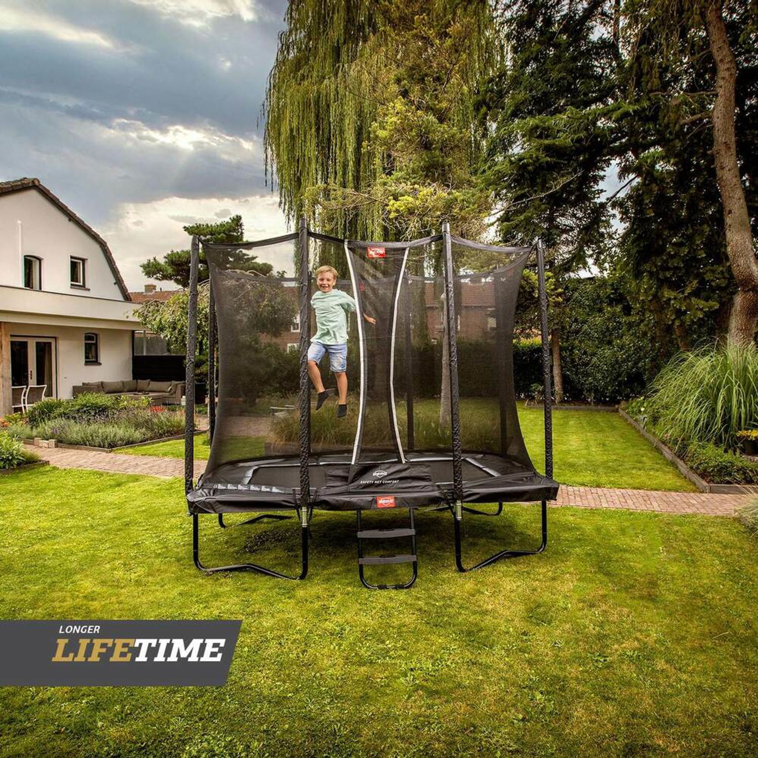Trambulina Berg Ultim Favorit regular Gri cu plasa Comfort 280x190 fotografia produsului View 3 L