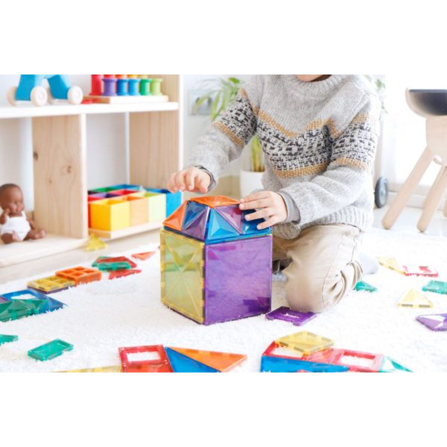 Magnetic Tiles Set constructie magnetic, 100 piese, creativitate fotografia produsului View 4 L
