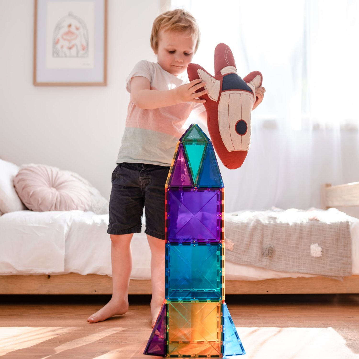 Magnetic Tiles Set constructie magnetic, 100 piese, creativitate fotografia produsului View 5 L