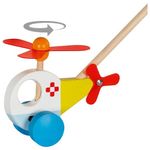 Jucarie de impins din lemn cu bat- Elicopter fotografia produsului