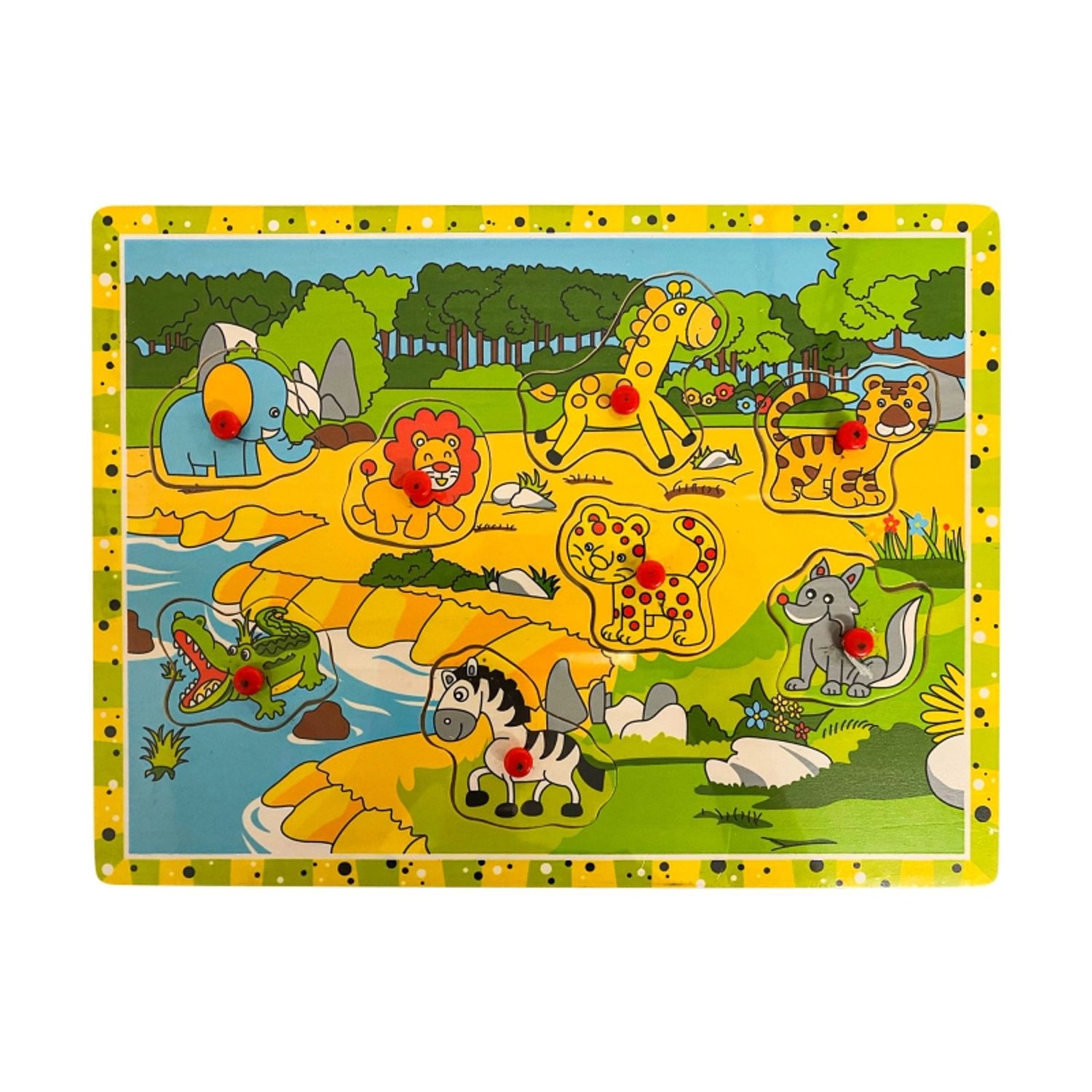 Puzzle din lemn cu animale din jungla, 8 piese, Gonga&reg; fotografia produsului