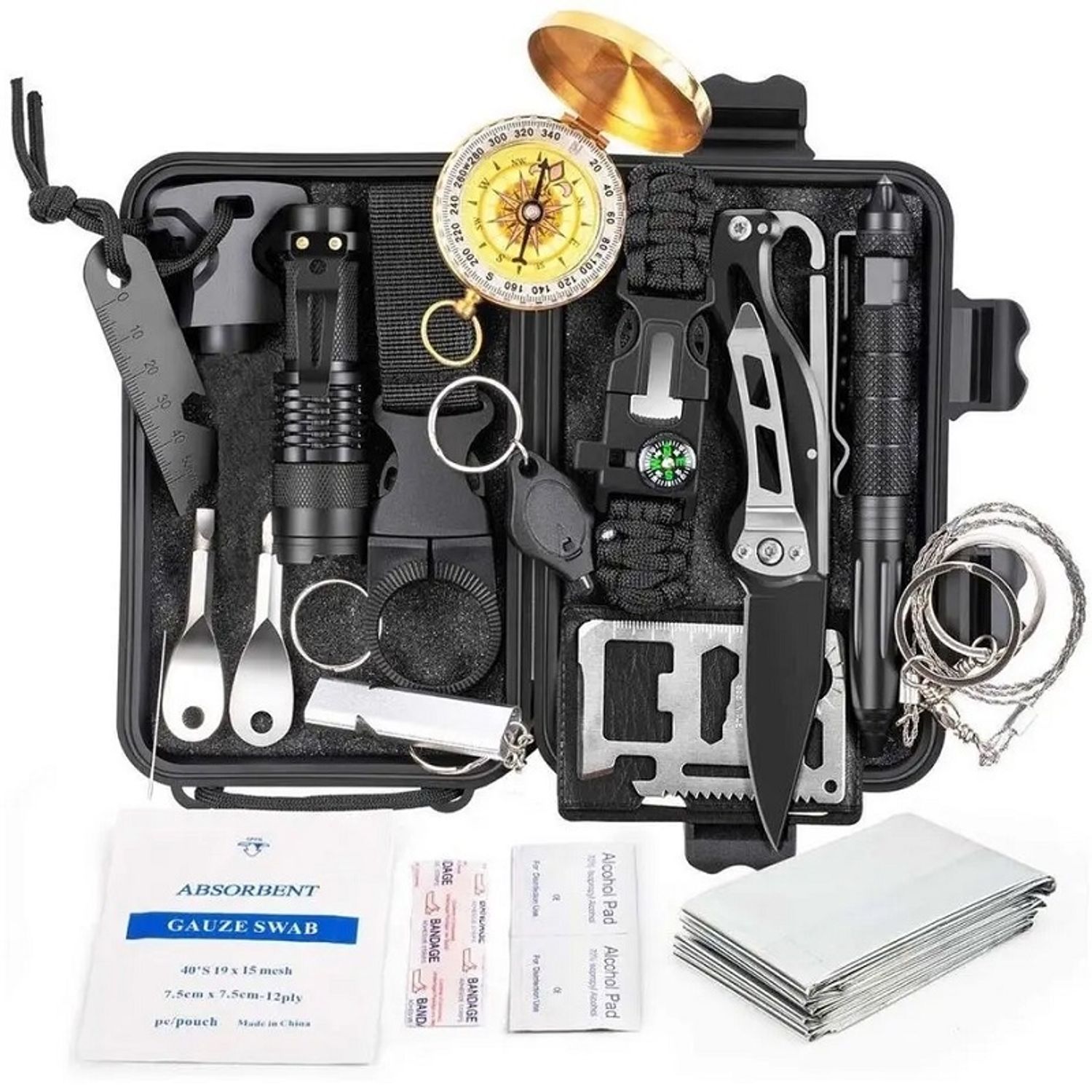 Kit de supravietuire cu elemente esentiale, Gonga&reg; Negru 18 elemente fotografia produsului