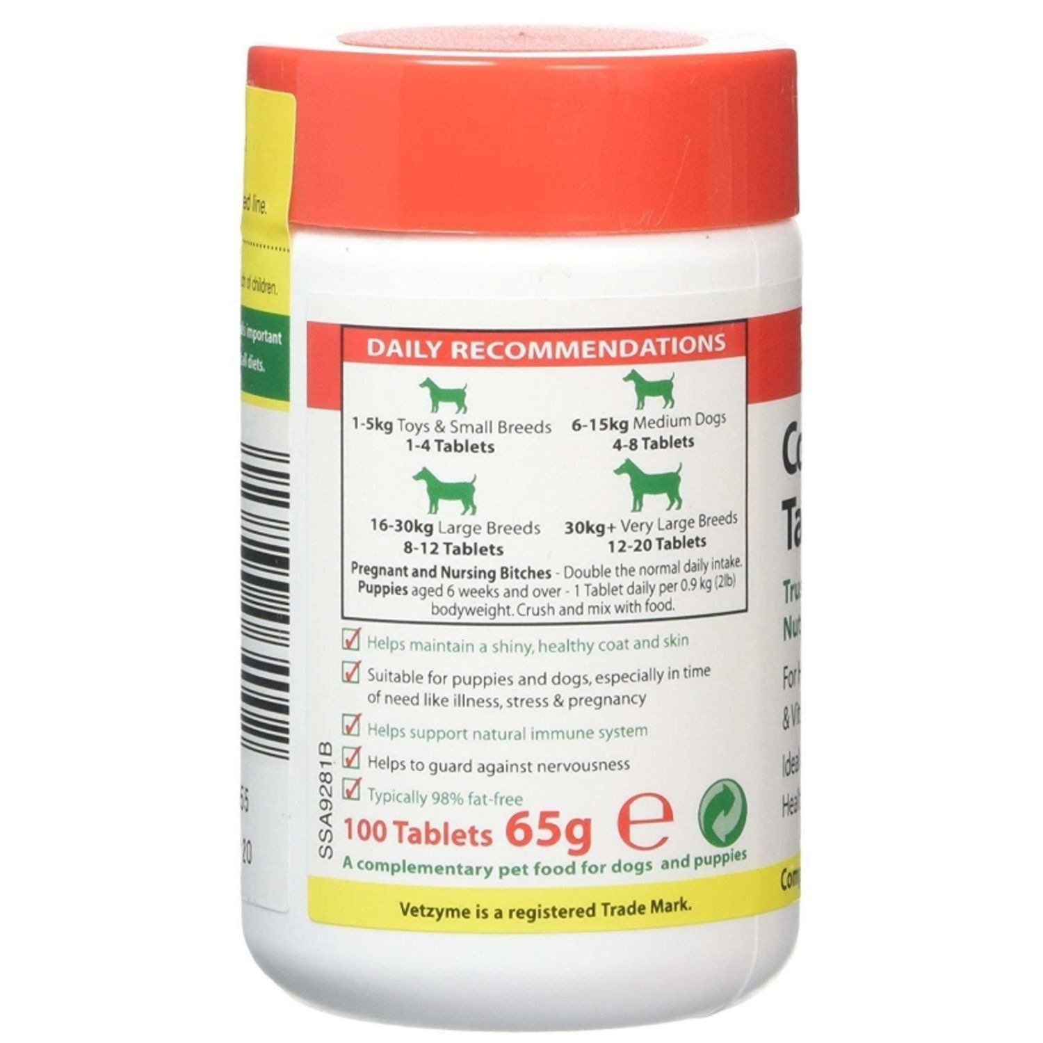 Suplimente naturale pentru catei Vetzyme, 100 tablete Verde fotografia produsului View 3 L