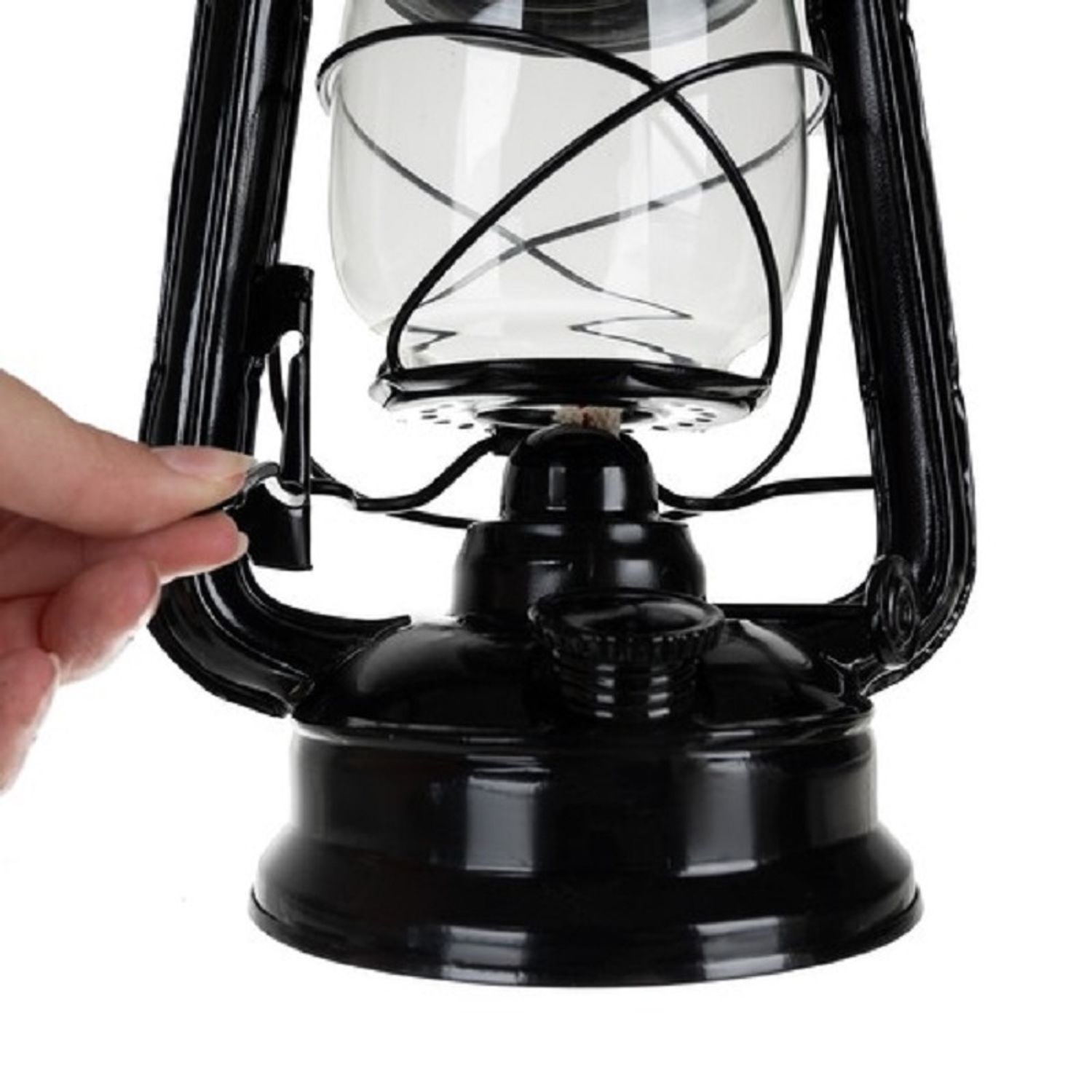 Felinar Retro cu fitil, 23 cm, Gonga&reg; Negru fotografia produsului View 4 L
