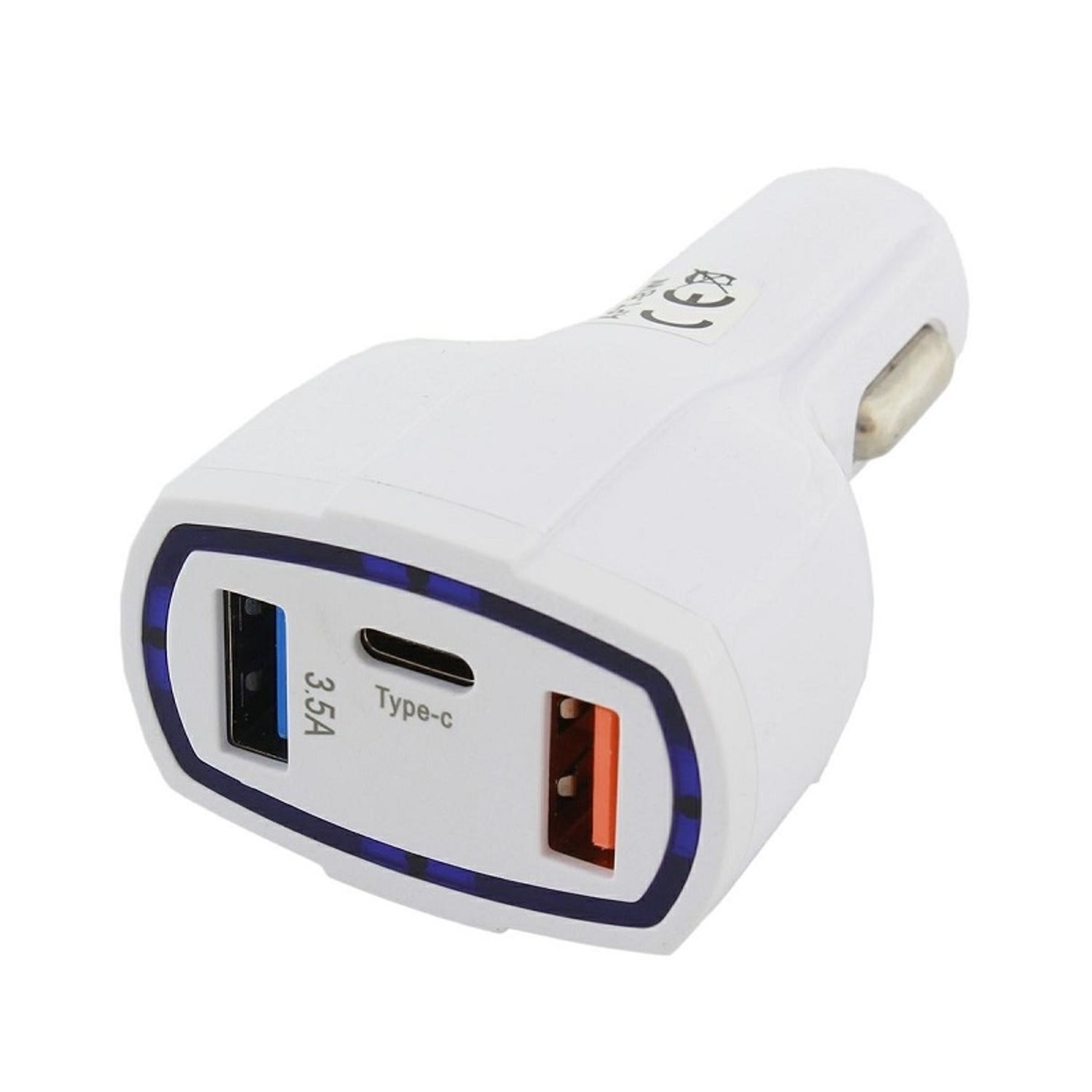 Incarcator Auto 2x USB si 1x USB-C, Gonga&reg; Alb fotografia produsului