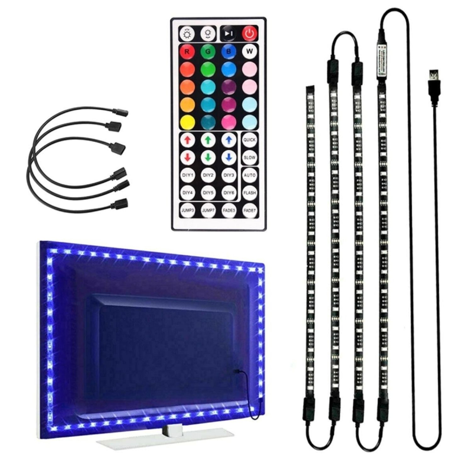 Banda LED RGB pentru spatele televizorului, 4x50cm, Gonga&reg; Multicolor fotografia produsului