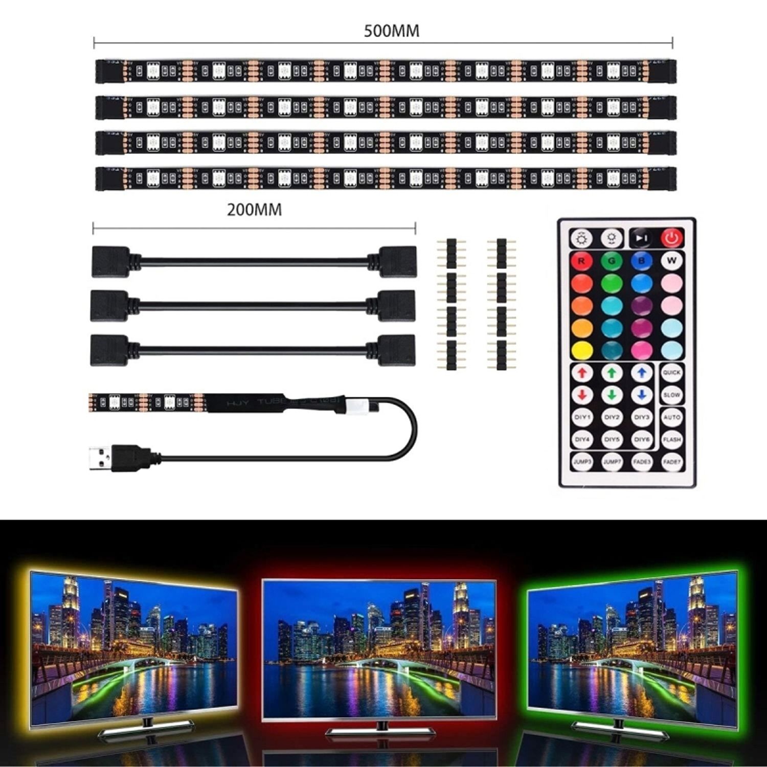 Banda LED RGB pentru spatele televizorului, 4x50cm, Gonga&reg; Multicolor fotografia produsului View 2 L