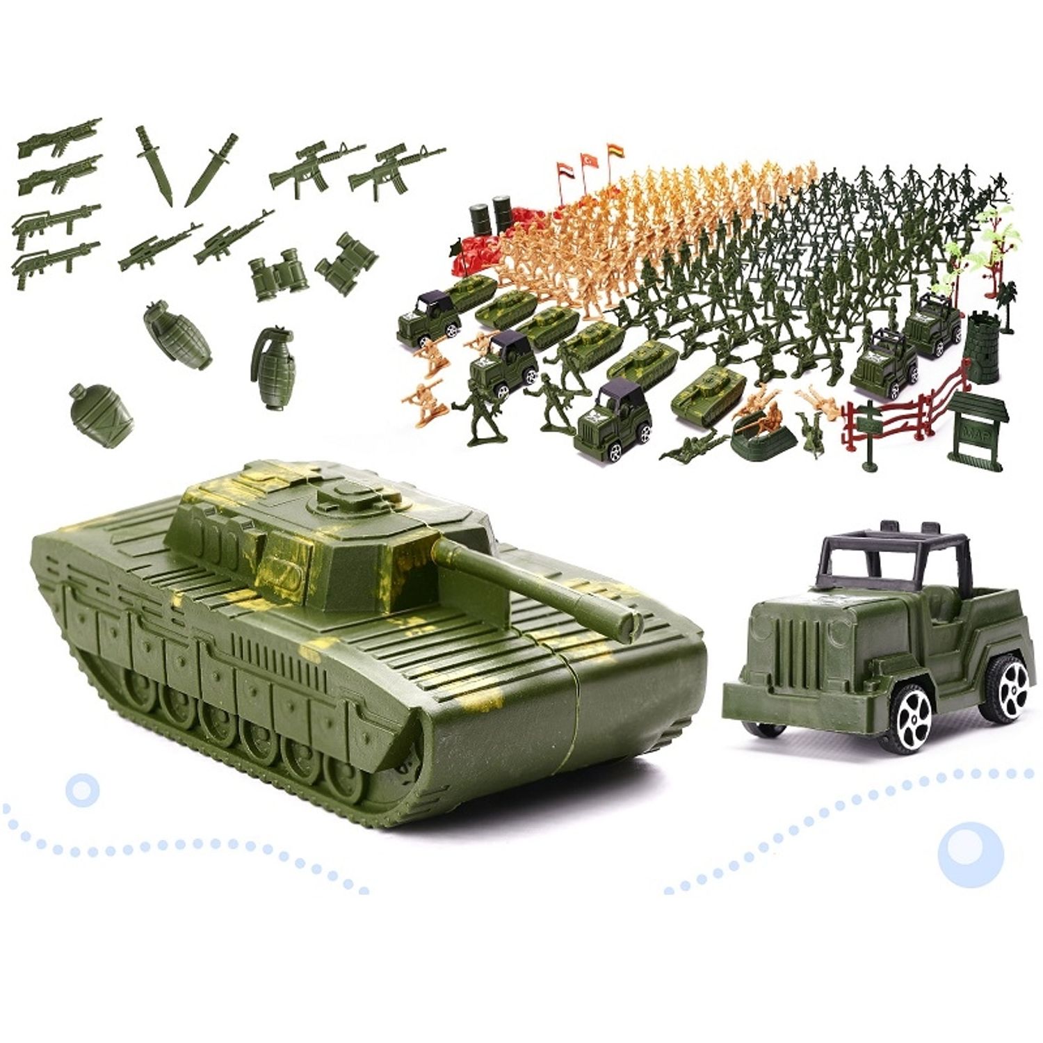Set figurine, soldati, baza militara cu 307 elemente, Gonga&reg; Verde fotografia produsului View 2 L