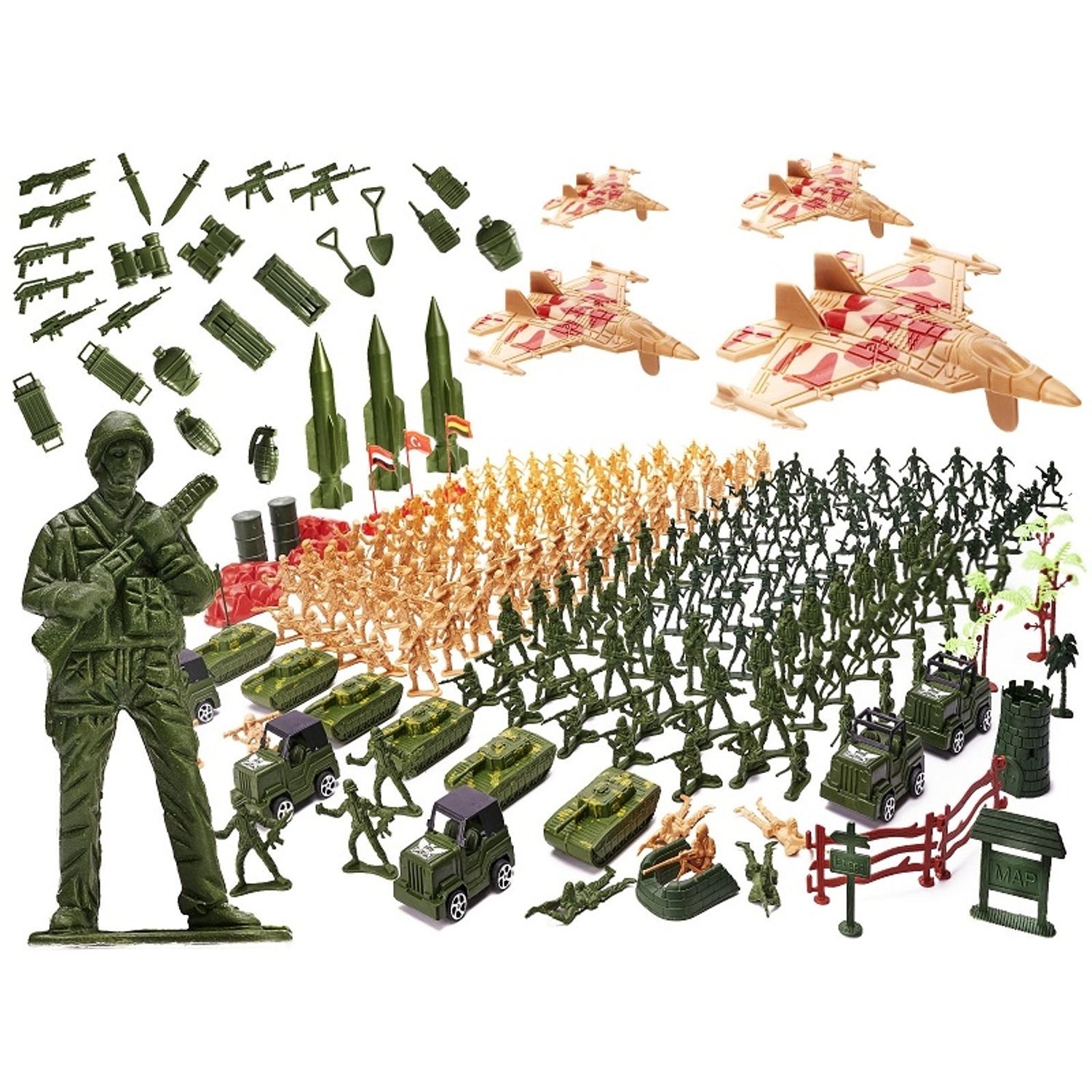 Set figurine, soldati, baza militara cu 307 elemente, Gonga&reg; Verde fotografia produsului