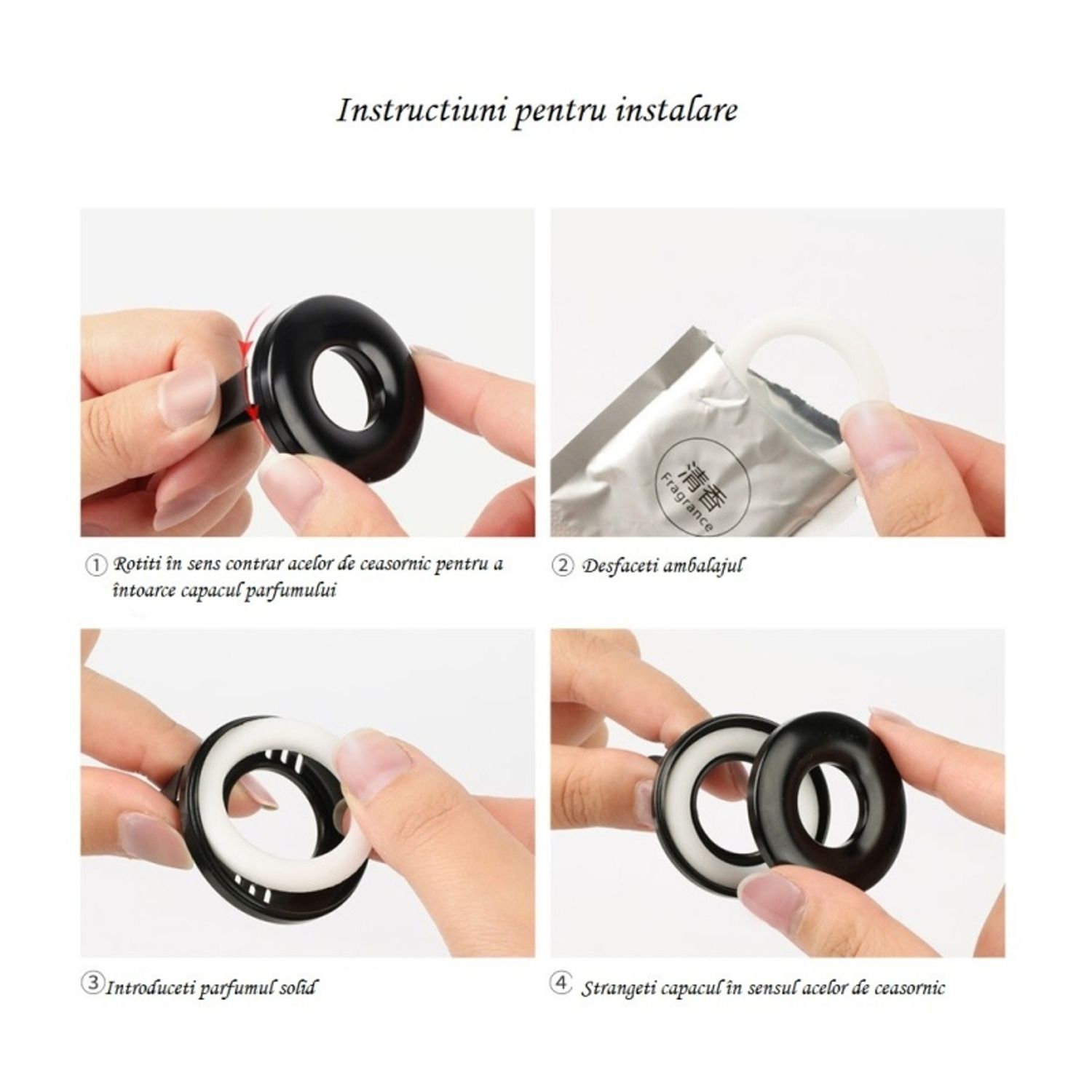 Dispersor auto de parfum Baseus tip inel Negru fotografia produsului View 2 L