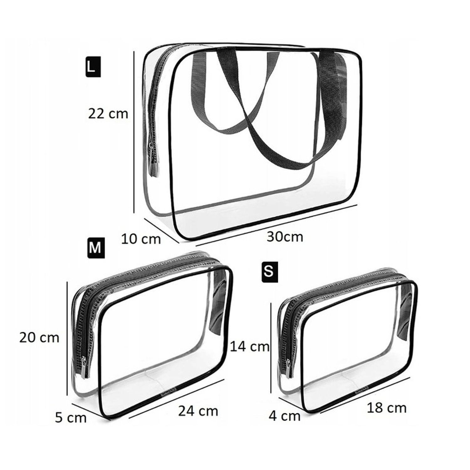 Set organizator turistic, 3 genti transparente, Gonga&reg; fotografia produsului View 2 L