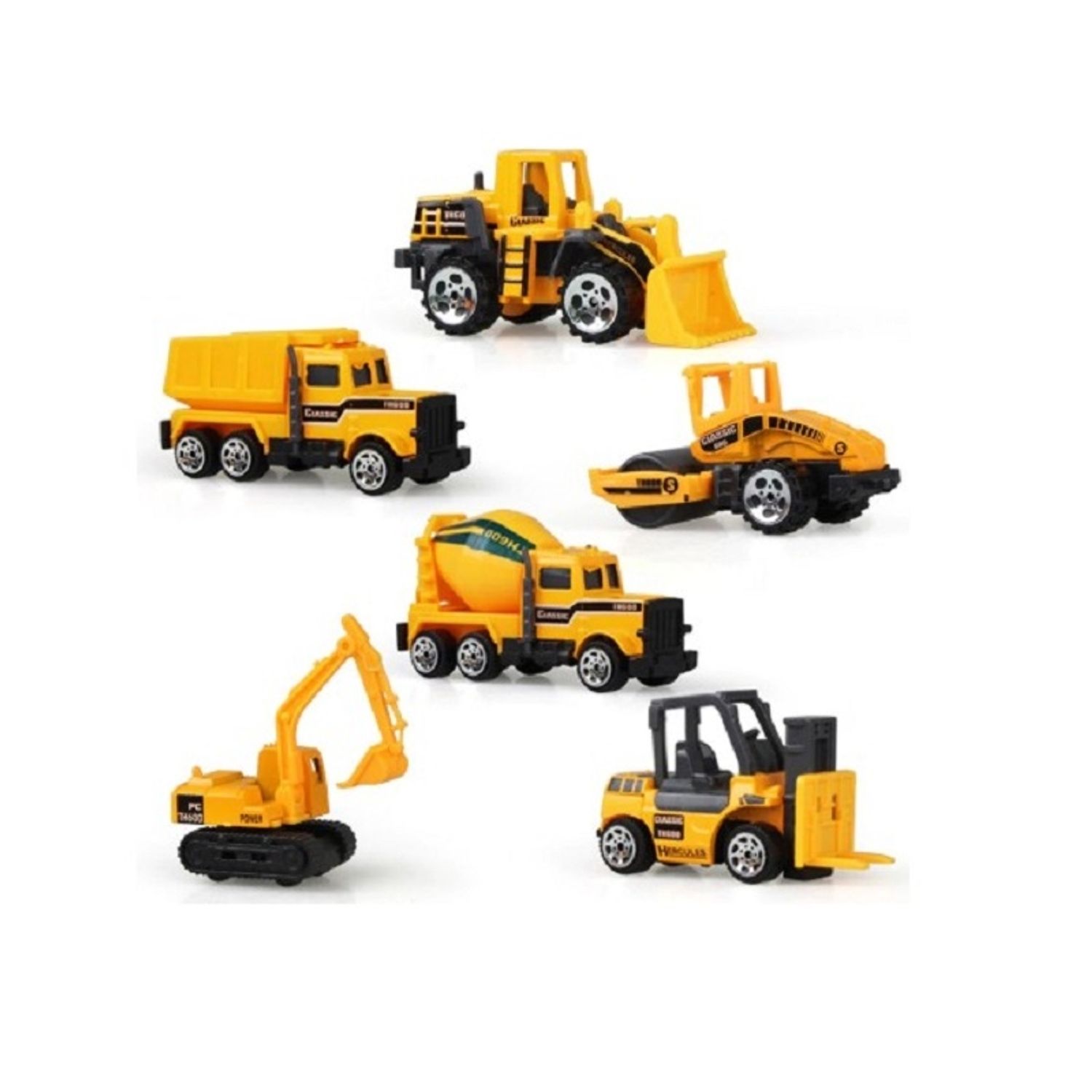 Set 6 mini masinute pentru constructii, Gonga&reg; Galben fotografia produsului View 2 L