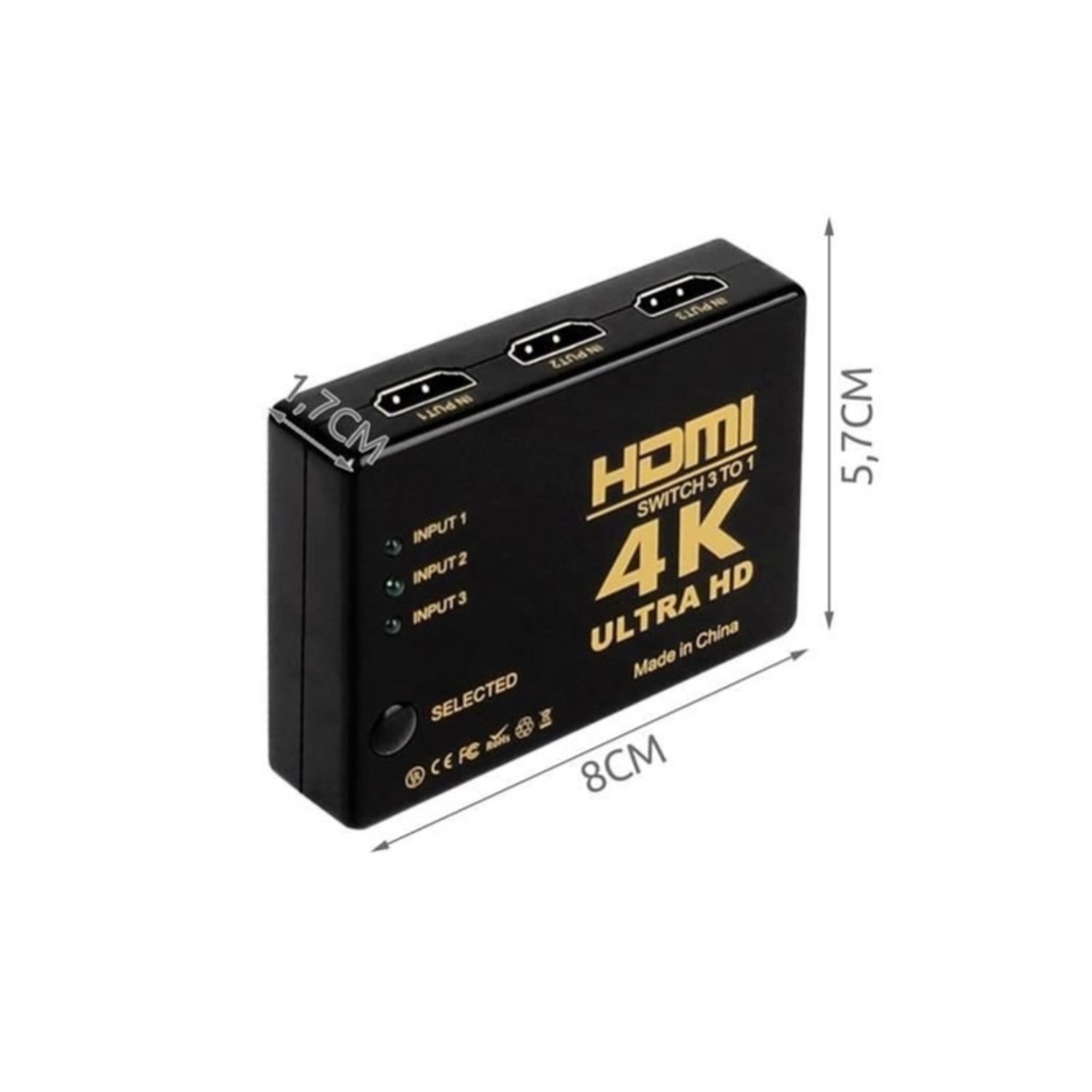 Splitter 4K HDMI, 1080p, switch 3in1 cu telecomanda, Gonga&reg; Negru fotografia produsului View 3 L