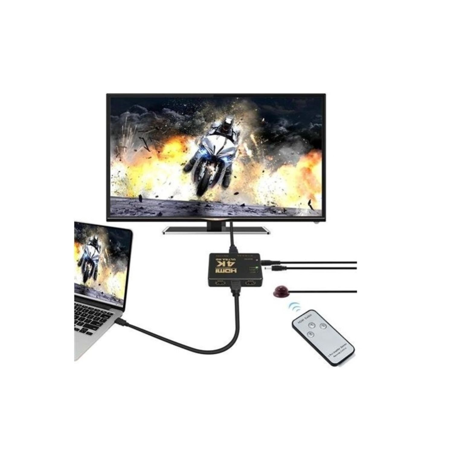 Splitter 4K HDMI, 1080p, switch 3in1 cu telecomanda, Gonga&reg; Negru fotografia produsului View 5 L
