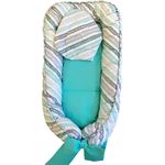 Pozitionator pentru bebelusi, Baby Nest, Model Sageti Turcoaz, 100% bumbac Ranforce, Gri Turcoaz fotografia produsului